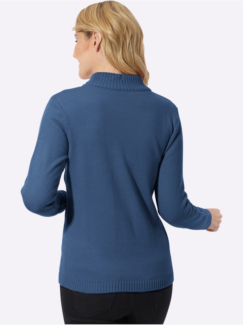 Gilet col montant à coulisse - taille standard - moda vilona Bleu jean - Kiabi