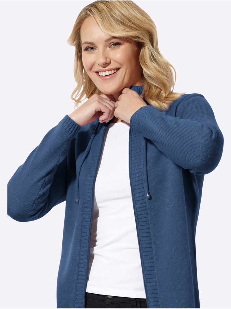 Gilet col montant à coulisse - taille standard - moda vilona Bleu jean - Kiabi