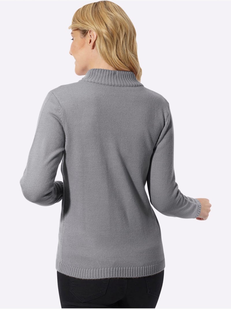 Gilet col montant à coulisse - taille standard - moda vilona Gris chiné - Kiabi