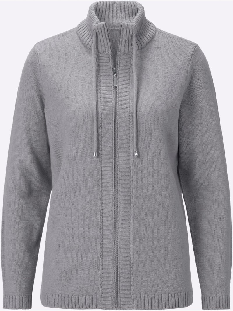 Gilet col montant à coulisse - taille standard - moda vilona Gris chiné - Kiabi
