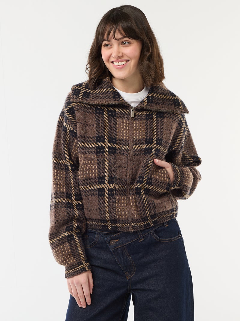 Gilet col montant Marron - Kiabi