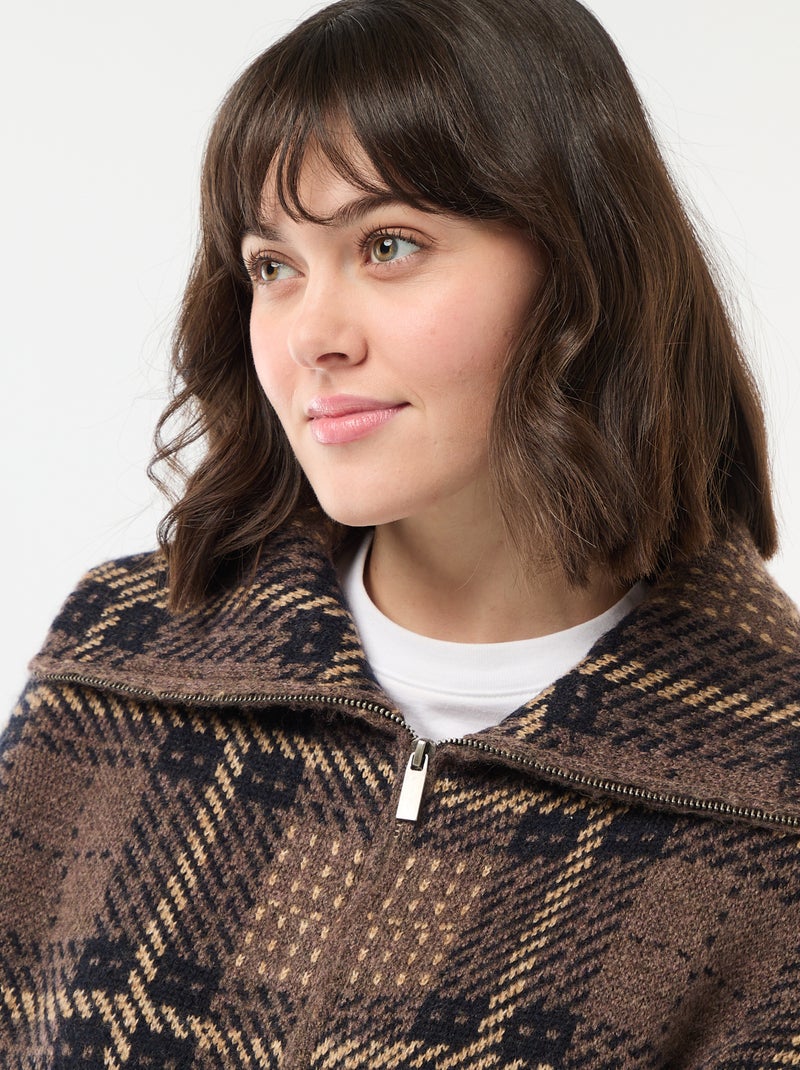 Gilet col montant Marron - Kiabi