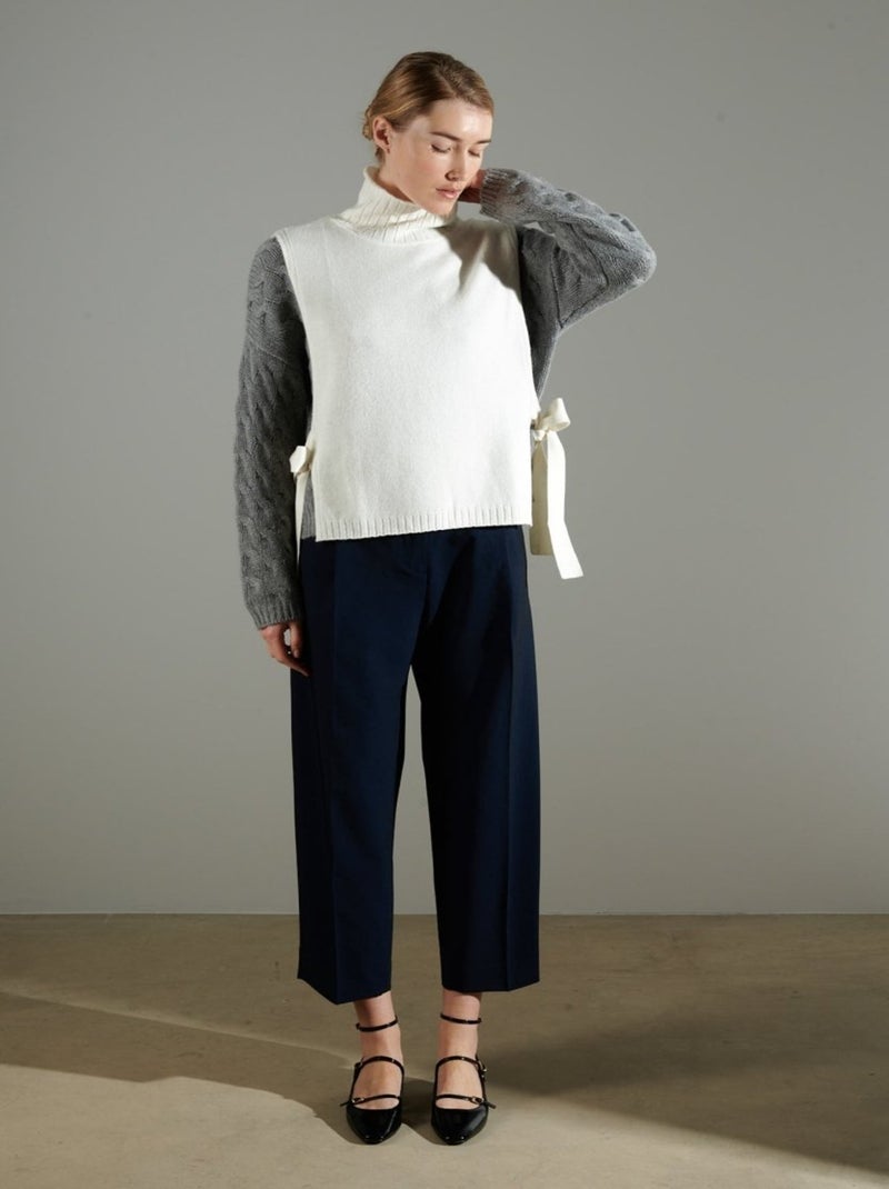 Gilet col montant sans manches femme 100% cachemire 4 fils - NAMI 15 Blanc - Kiabi