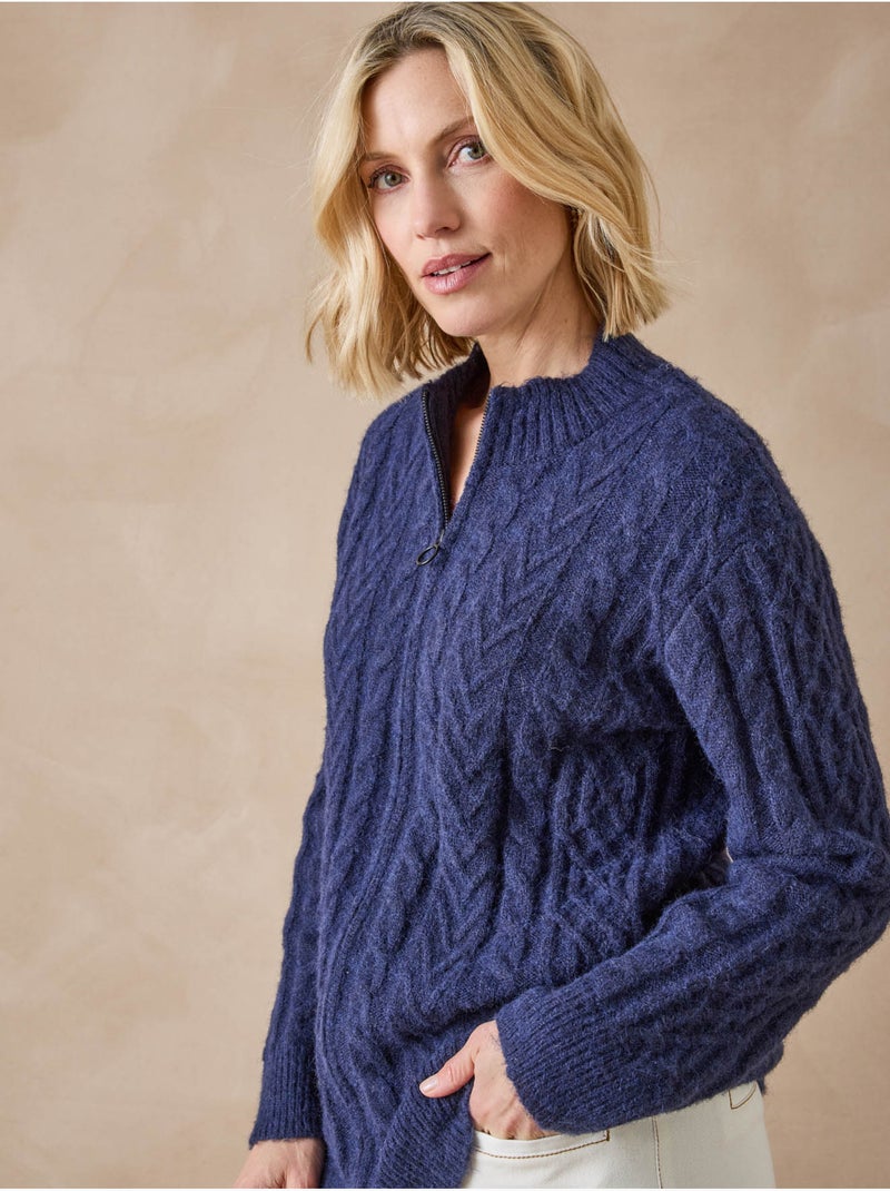Gilet col montant zippé avec laine - DAXON Bleu marine - Kiabi