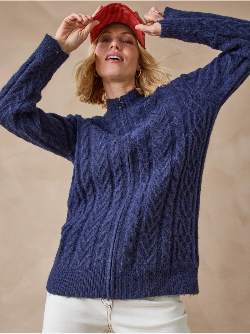 Gilet col montant zippé avec laine - DAXON Bleu marine - Kiabi