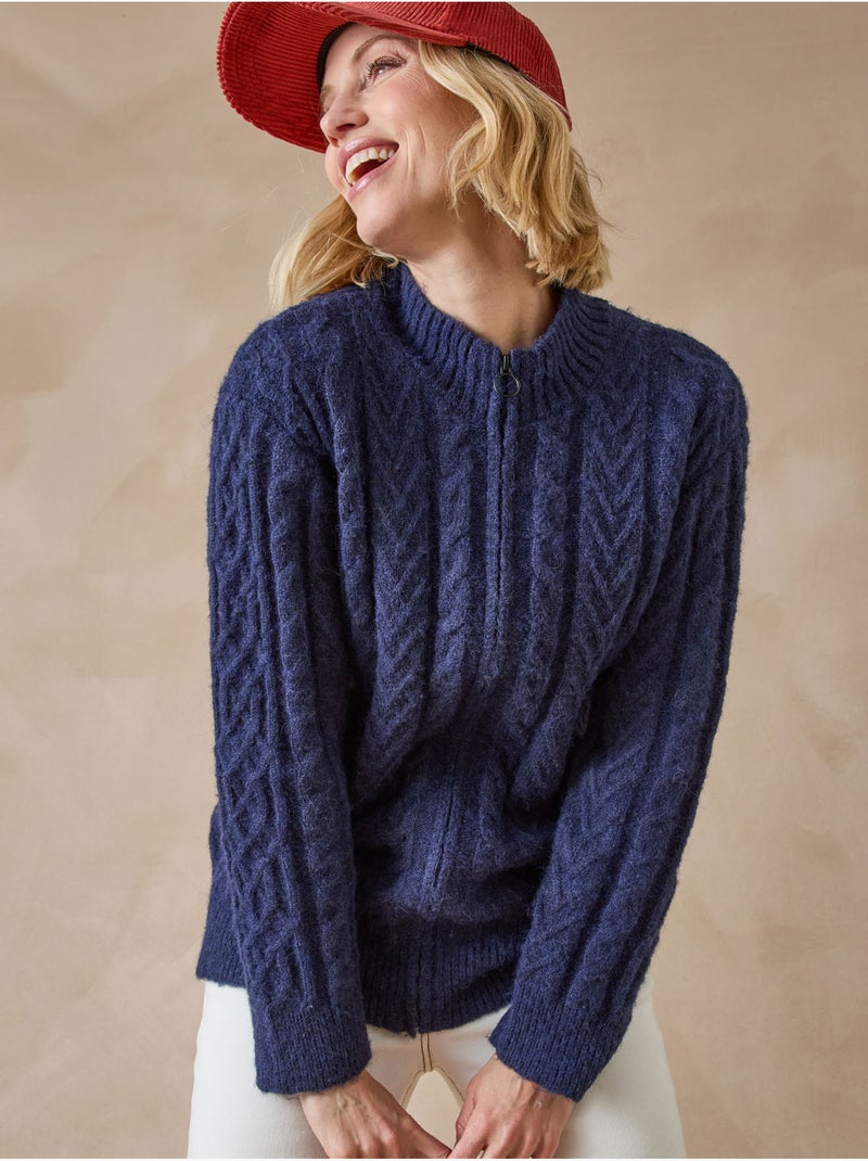 Gilet col montant zippé avec laine - DAXON Bleu marine - Kiabi
