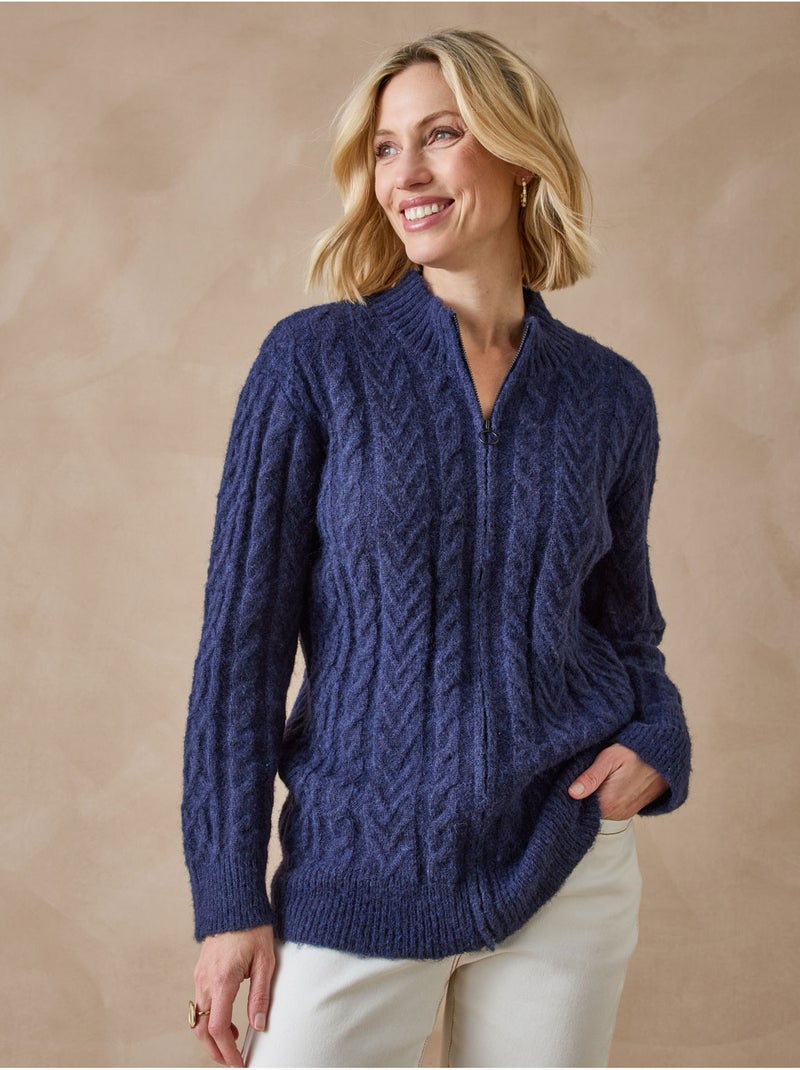 Gilet col montant zippé avec laine - DAXON Bleu marine - Kiabi