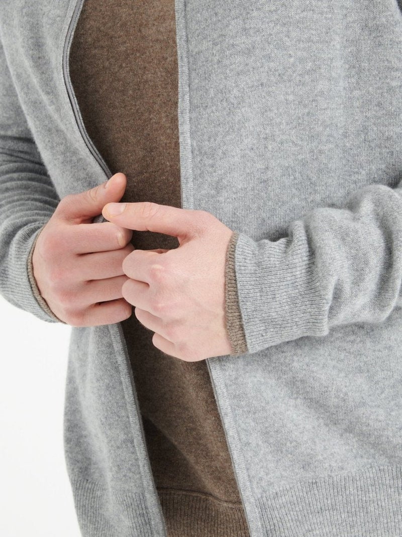 Gilet col montant zippé homme 100% cachemire - LUKE 10 Gris clair - Kiabi