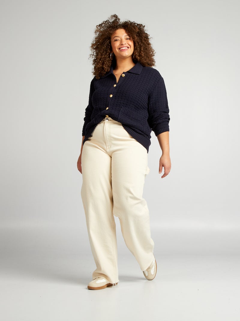 Gilet col polo bleu marine - Kiabi