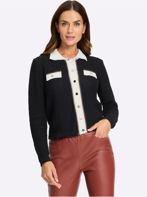 Gilet Col Polo Contrasté - Taille Standard - Helline - Kiabi Gilet Col Polo Contrasté - Taille Standard - Helline - Kiabi