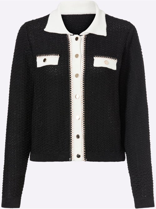 Gilet Col Polo Contrasté - Taille Standard - Helline - Kiabi Gilet Col Polo Contrasté - Taille Standard - Helline - Kiabi