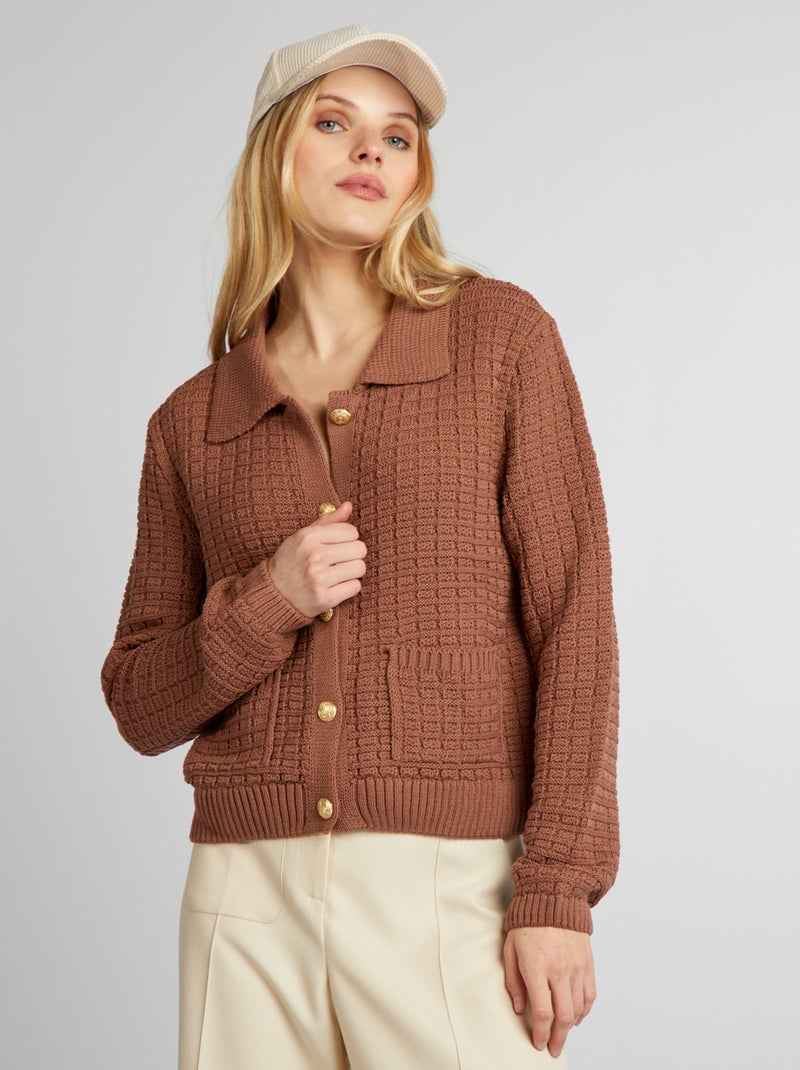 Gilet col polo Marron - Kiabi
