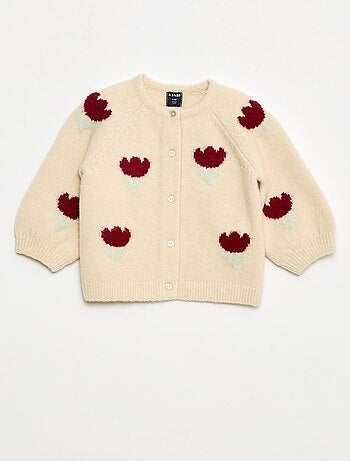 Gilet col rond à fleur