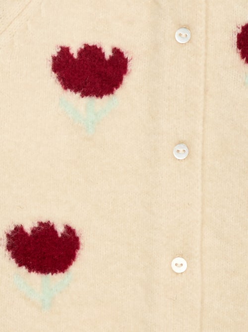 Gilet col rond à fleur - Kiabi