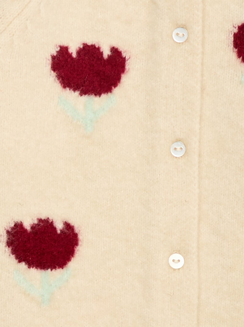 Gilet col rond à fleur Rouge - Kiabi