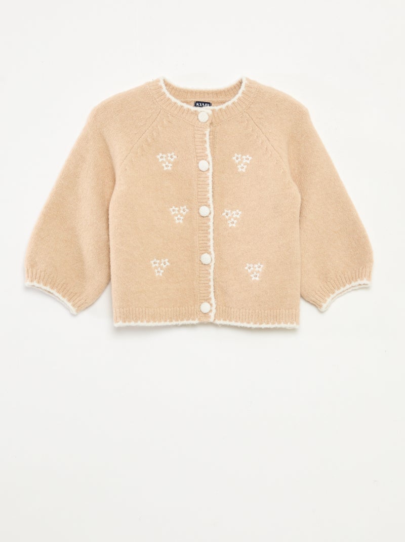 Gilet col rond avec fleurs brodées