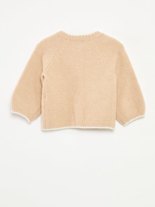 Gilet col rond avec fleurs brodées - Kiabi