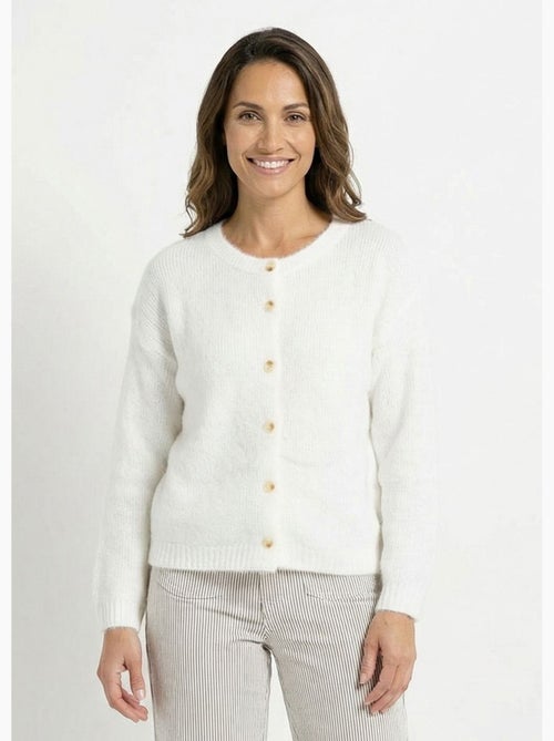 Gilet col rond en maille avec laine - AFIBEL - Kiabi