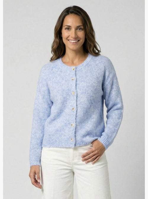 Gilet col rond en maille avec laine - AFIBEL - Kiabi