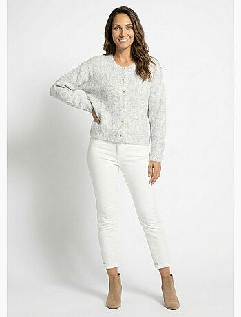 Gilet col rond en maille avec laine - AFIBEL