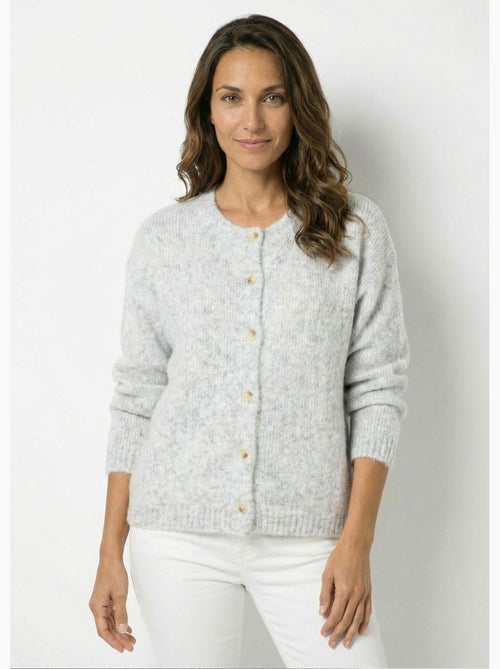 Gilet col rond en maille avec laine - AFIBEL - Kiabi