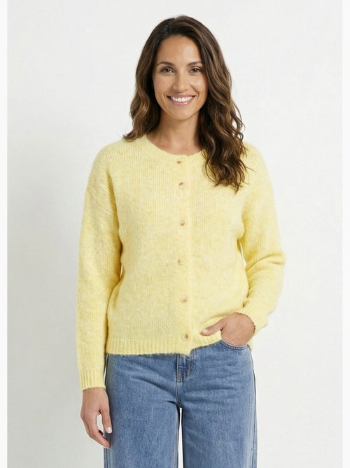 Gilet col rond en maille avec laine - AFIBEL - Kiabi