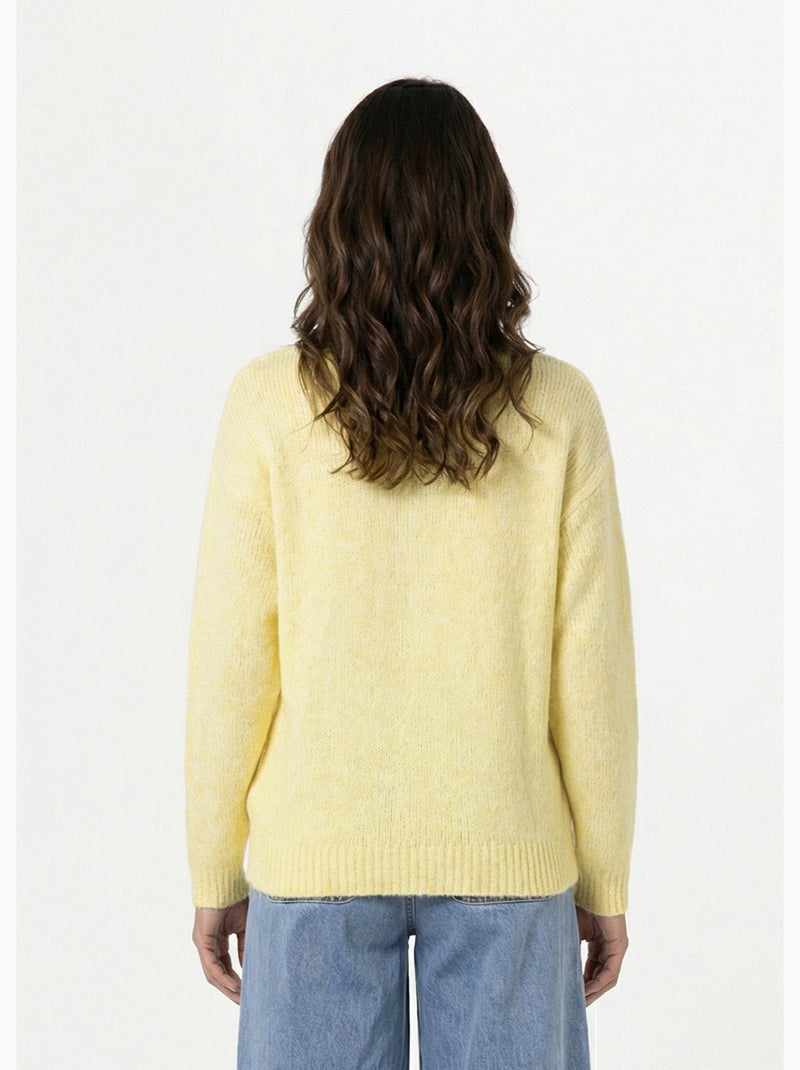 Gilet col rond en maille avec laine - AFIBEL Jaune - Kiabi