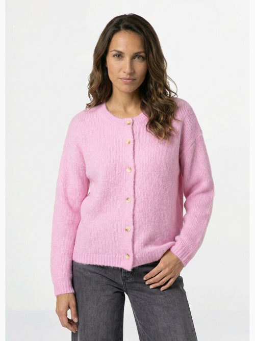 Gilet col rond en maille avec laine - AFIBEL - Kiabi