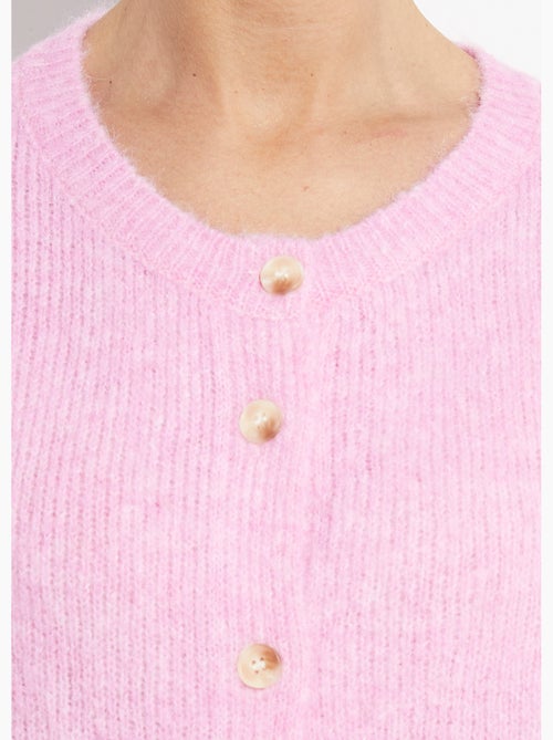 Gilet col rond en maille avec laine - AFIBEL - Kiabi