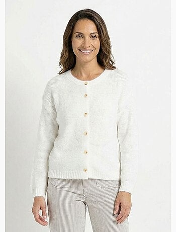 Gilet col rond en maille avec laine