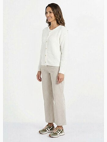 Gilet col rond en maille avec laine