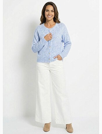 Gilet col rond en maille avec laine