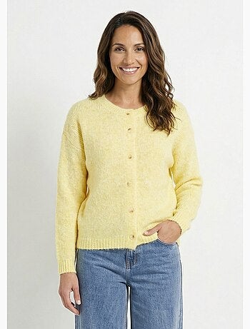 Gilet col rond en maille avec laine