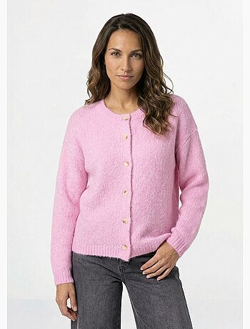 Gilet col rond en maille avec laine