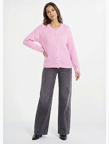 Gilet col rond en maille avec laine