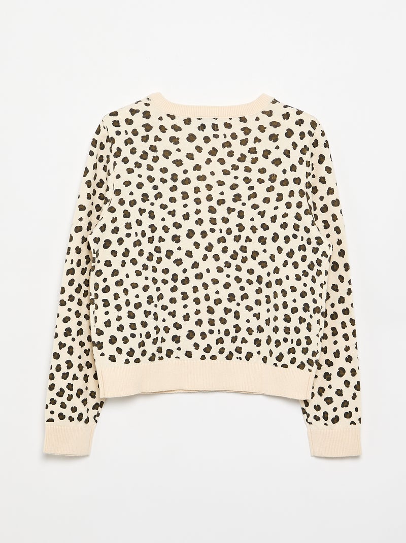 Gilet col rond léger avec imprimé léopard Beige - Kiabi