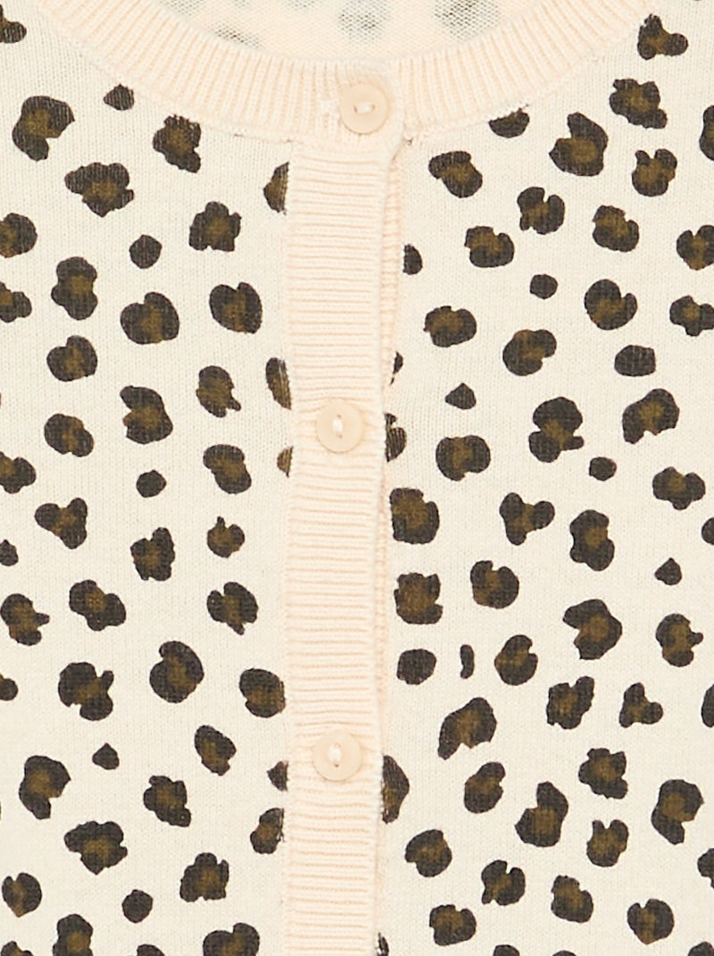 Gilet col rond léger avec imprimé léopard Beige - Kiabi