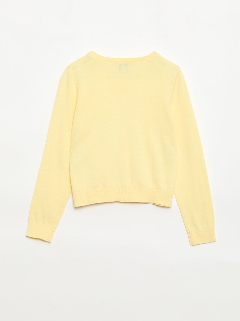 Gilet col rond léger uni Jaune - Kiabi