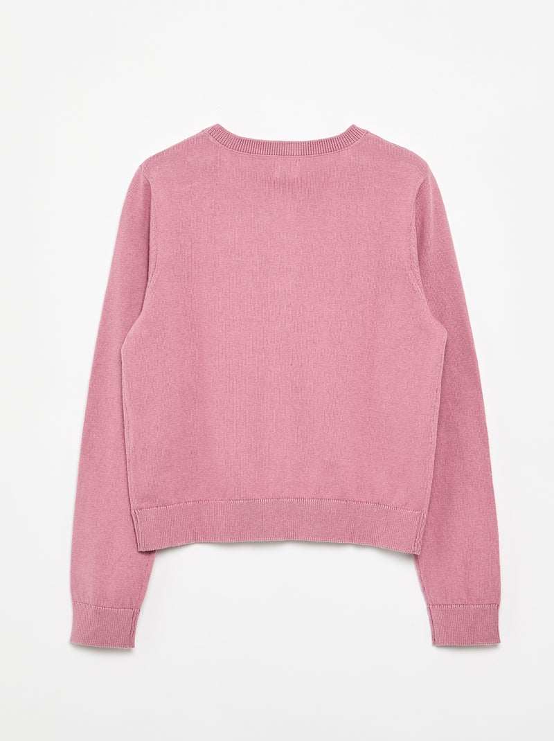 Gilet col rond léger uni Rose - Kiabi