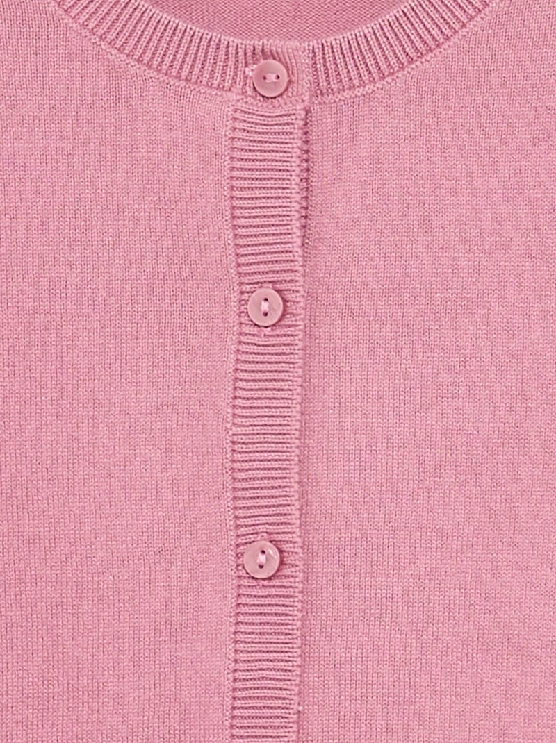 Gilet col rond léger uni Rose - Kiabi