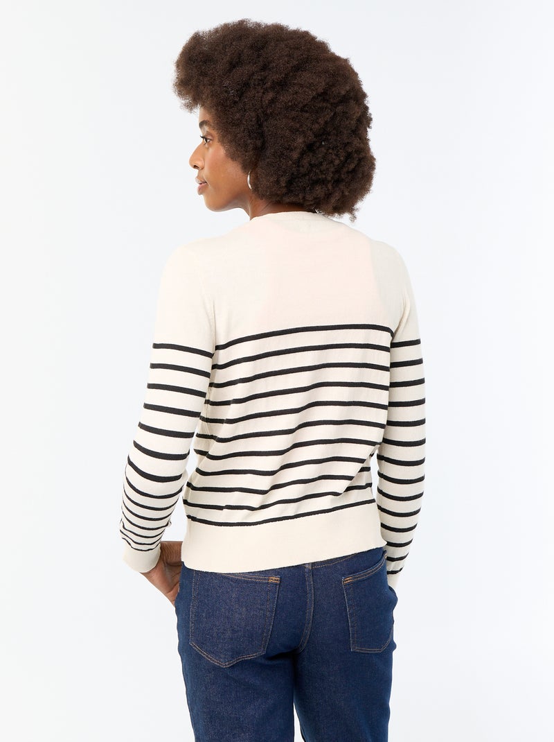 Gilet col rond uni Beige - Kiabi