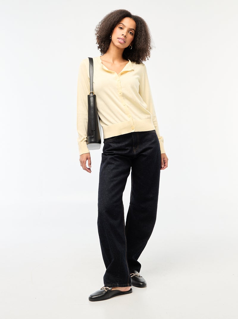 Gilet col rond uni Jaune - Kiabi