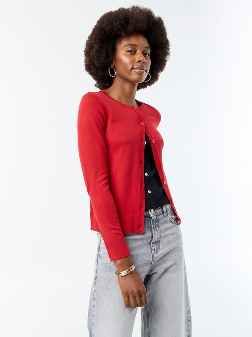 Gilet col rond uni - Kiabi Gilet col rond uni - Kiabi