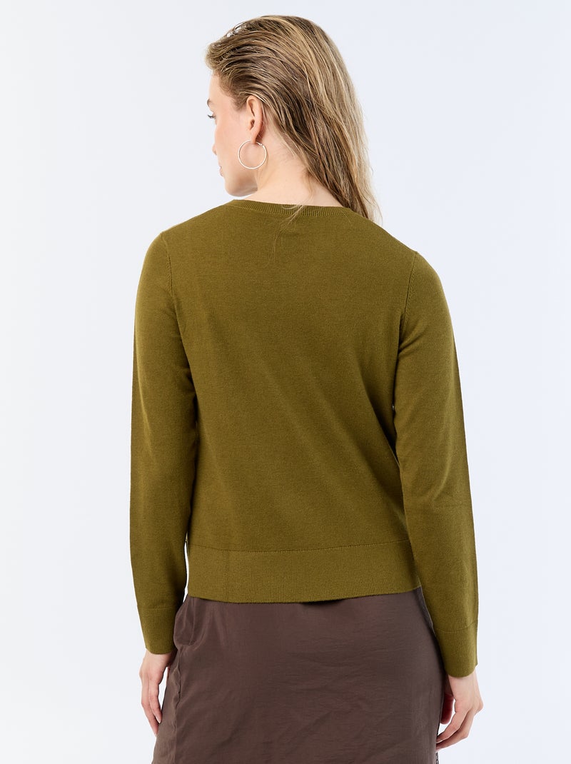 Gilet col rond uni Vert - Kiabi