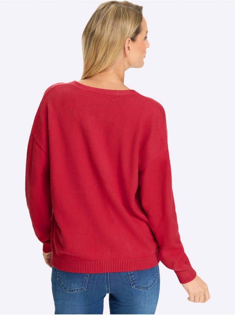 Gilet Col V Avec Patte De Boutonnage - Taille Standard - Helline Rouge - Kiabi