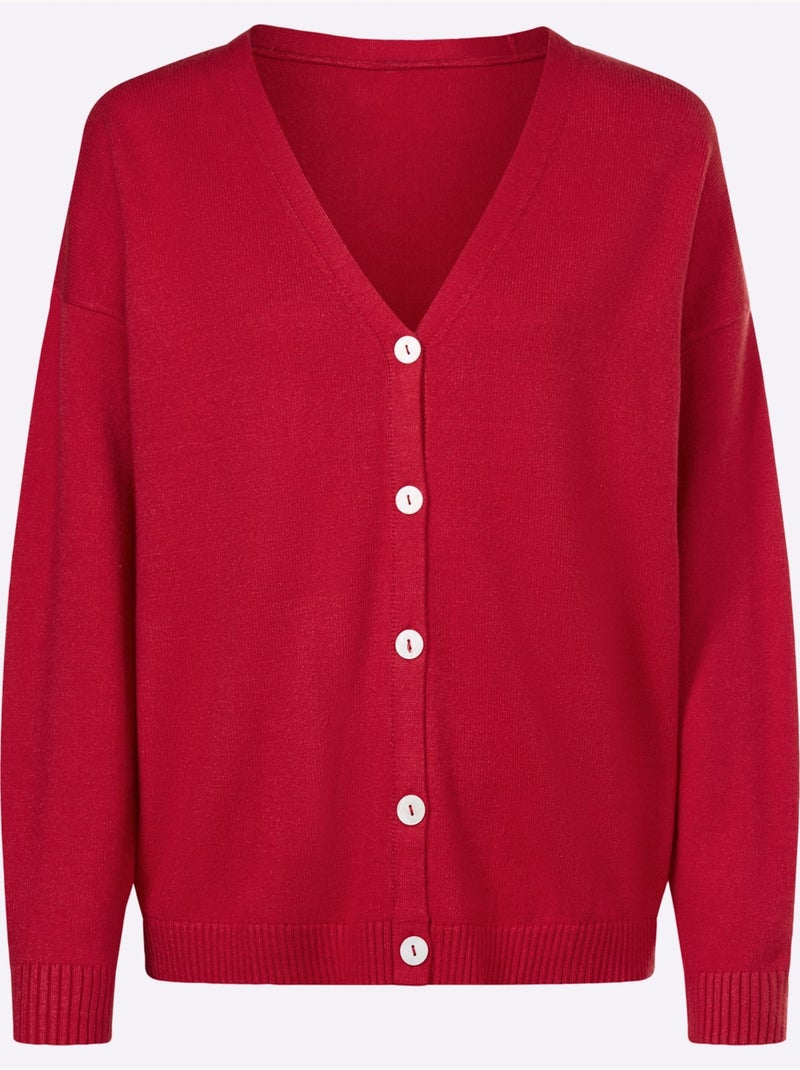 Gilet Col V Avec Patte De Boutonnage - Taille Standard - Helline Rouge - Kiabi