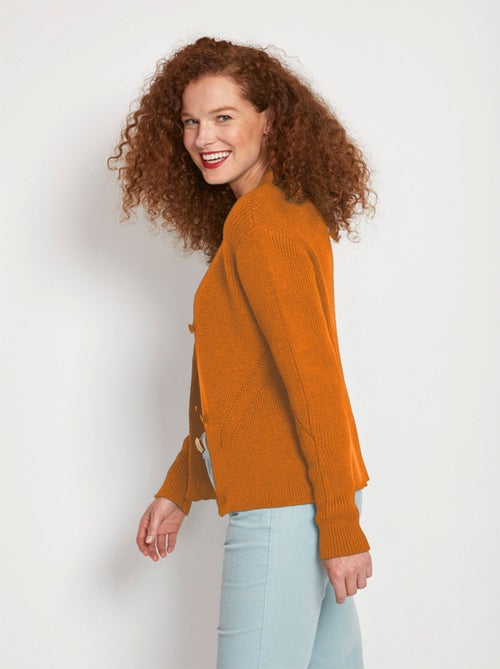 Gilet col V boutonné maille perlée - Afibel - Kiabi