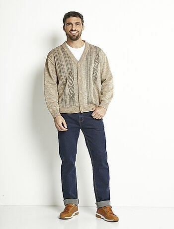 Gilet col V boutonné manches longues laine - Afibel