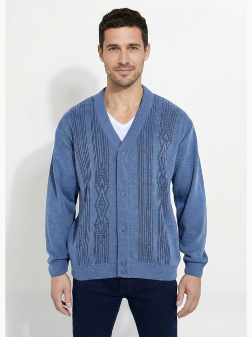 Gilet col V boutonné manches longues laine - Afibel - Kiabi