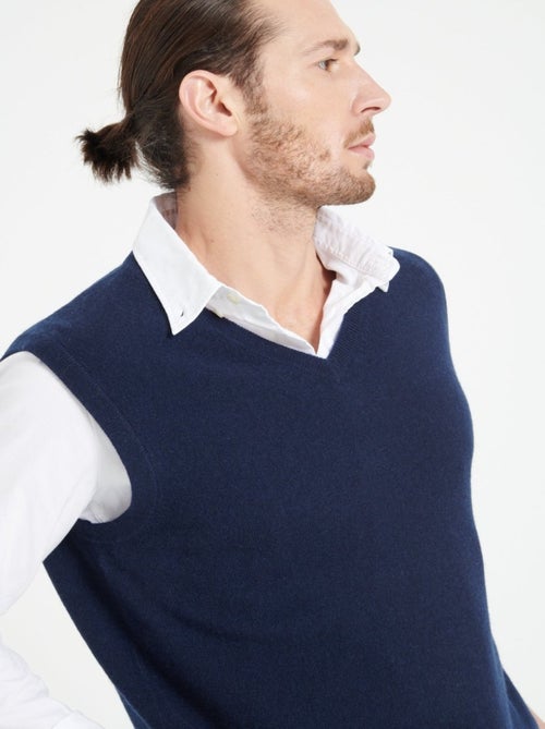 Gilet col V sans manches homme 100% cachemire - LUKE 9 - Kiabi